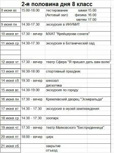 Расписание ЛШ 8 2014 2