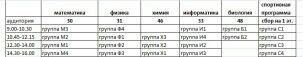 расписание 1-я пол дня